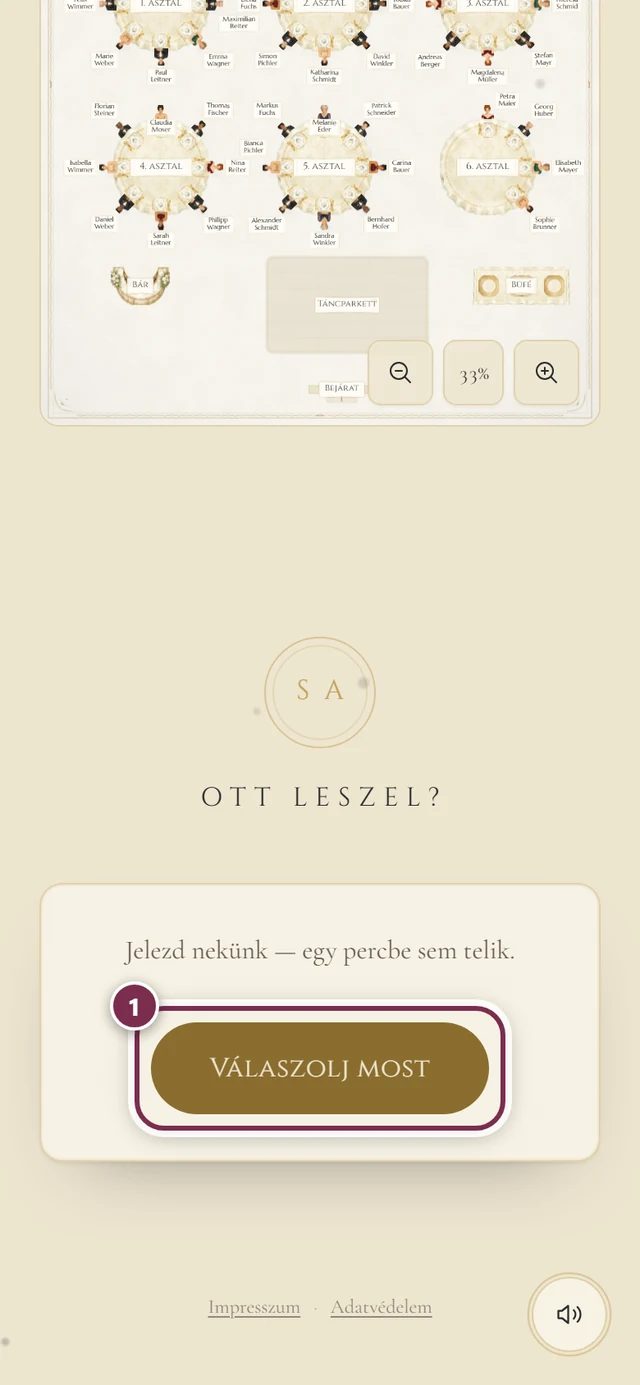 Ott leszel? szakasz gyűrűvel a Válaszolj most gomb körül