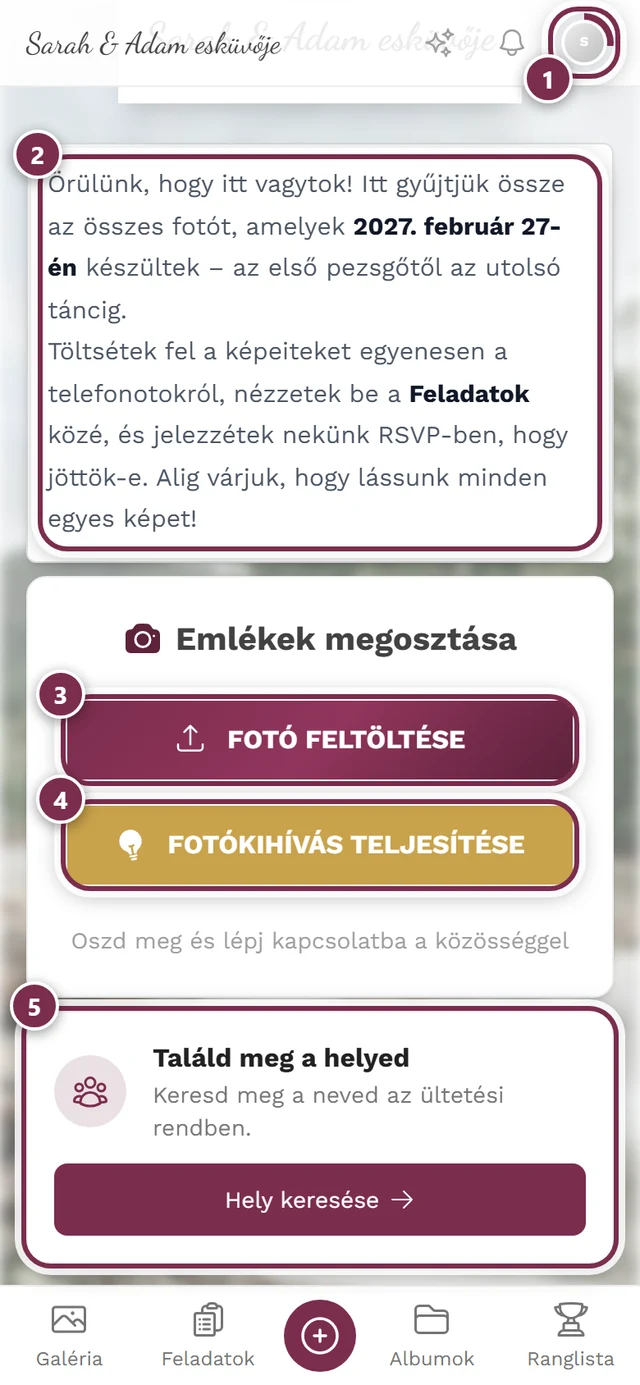 Az esemény galériájának kezdőoldala