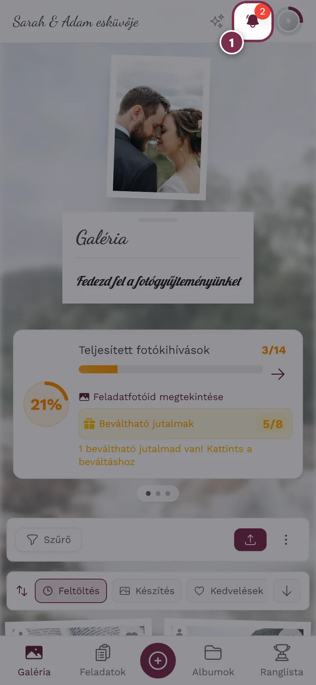 Kiemelt csengő ikon az értesítésekhez