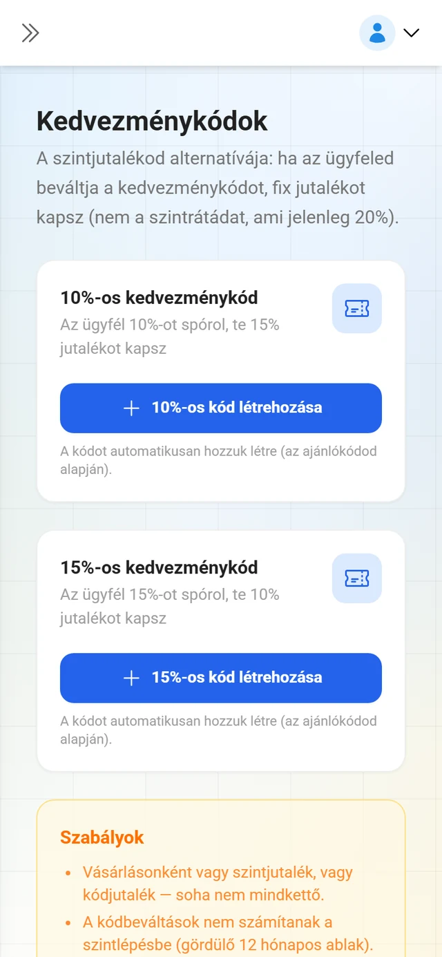 A partner kedvezménykódjainak áttekintése