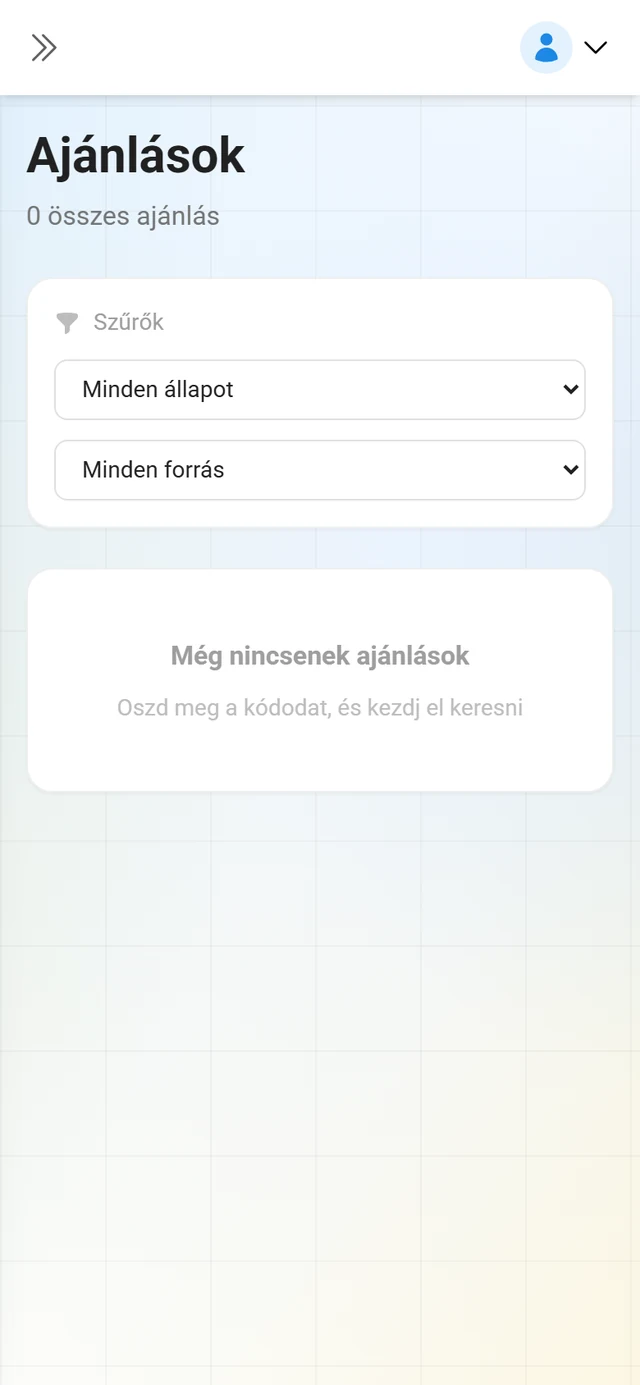 Ajánlások listája, soronkénti állapottal