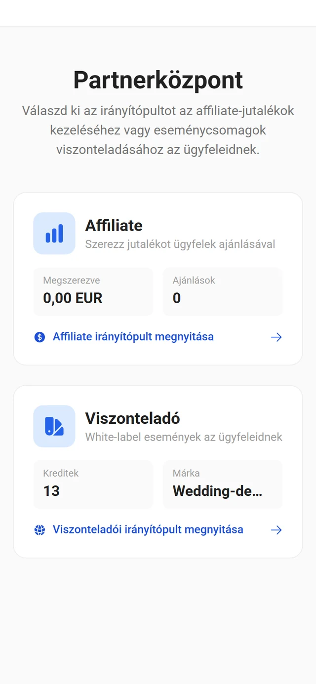 Partnerportál az affiliate és a viszonteladó közötti választással