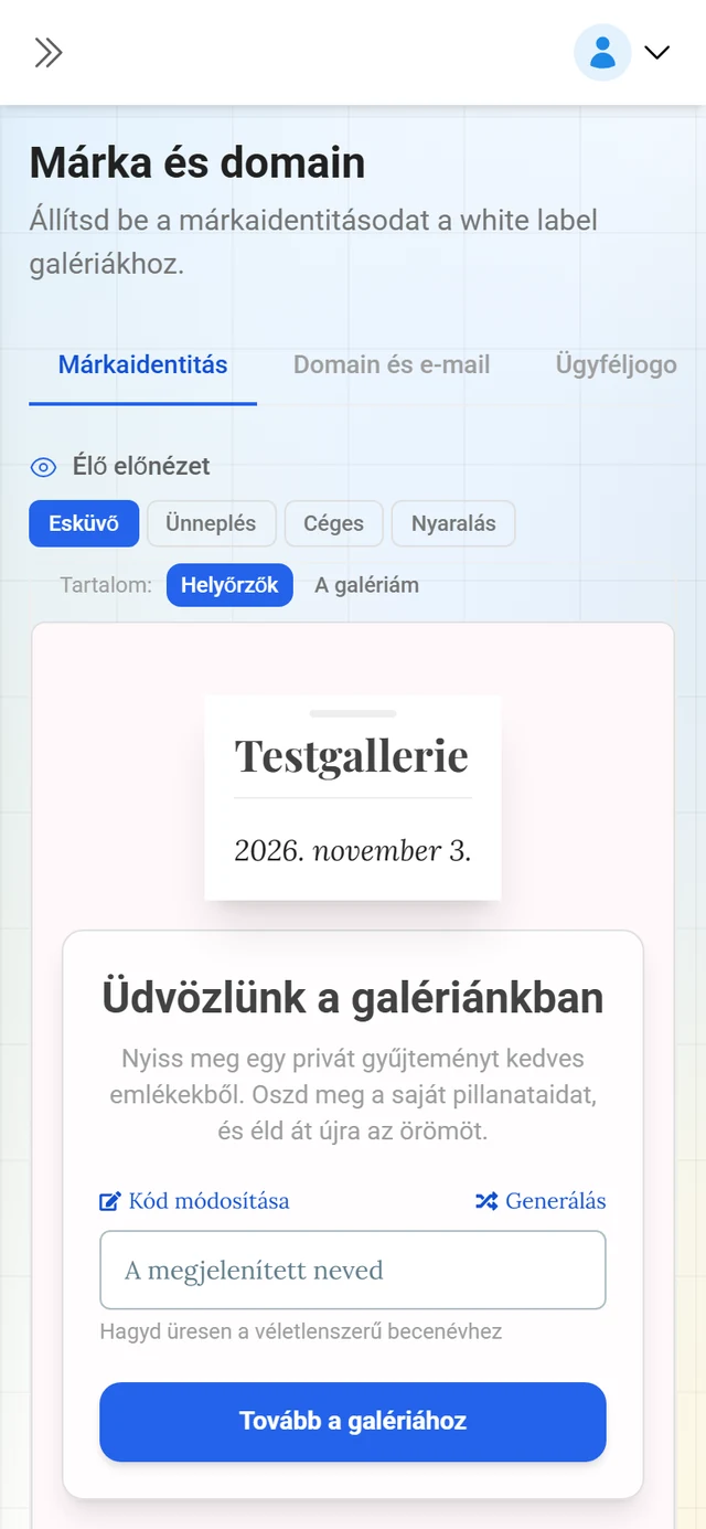 A reseller portál márkabeállításai az öt füllel