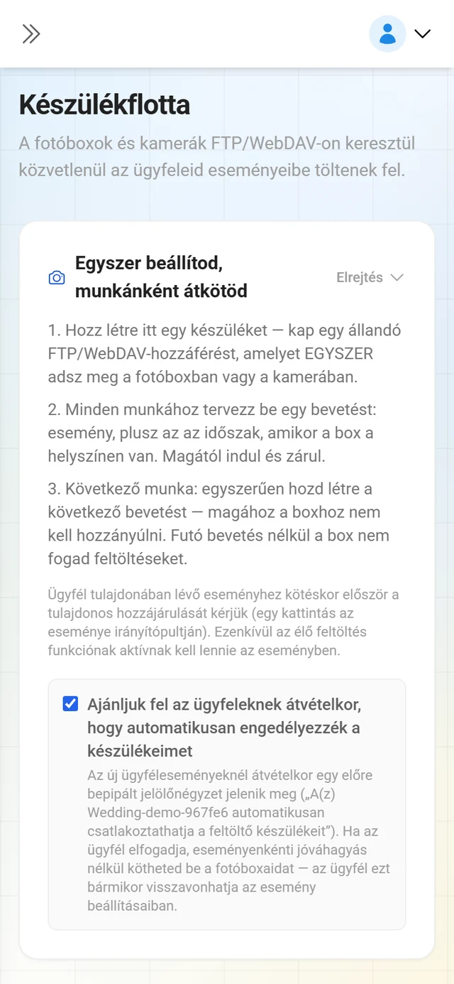 A reseller-portál eszközkezelése