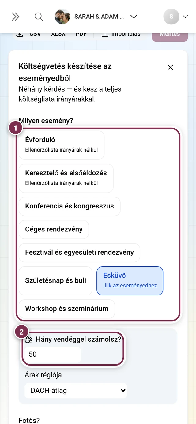Varázsló az alkalom-csempékkel és a vendéglétszámra vonatkozó kérdéssel