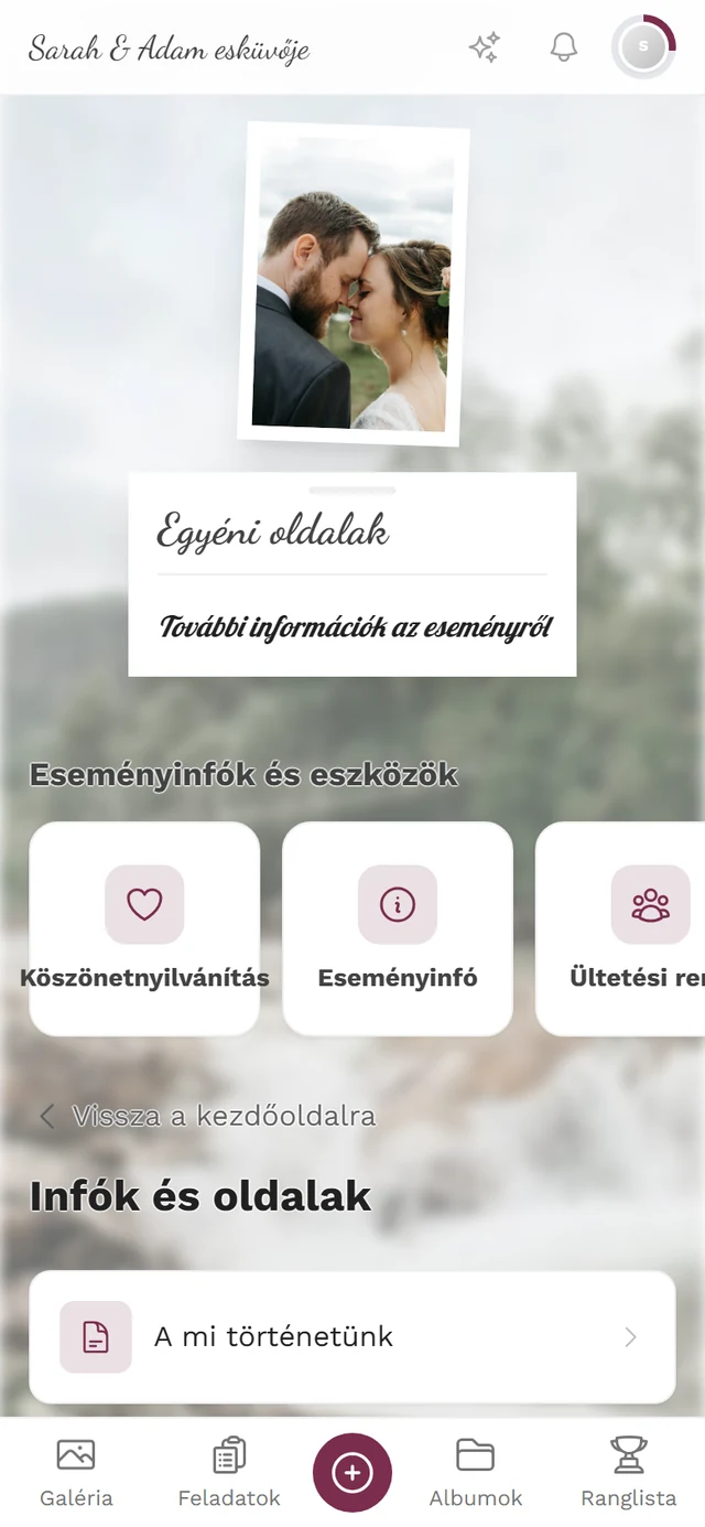 A saját oldalak áttekintése három egymás alatti bejegyzéssel