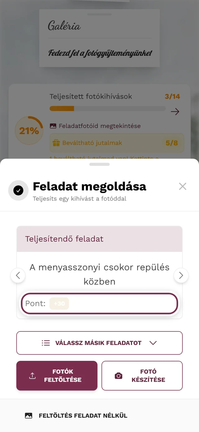 Feladatkártya a feltöltési párbeszédablakban, kiemelve a pontszám chipje