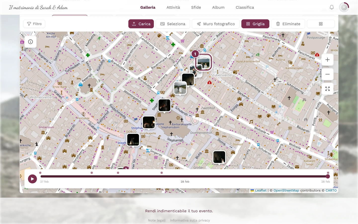 Mappa molto ingrandita in cui il gruppo si divide in singoli segnaposto foto