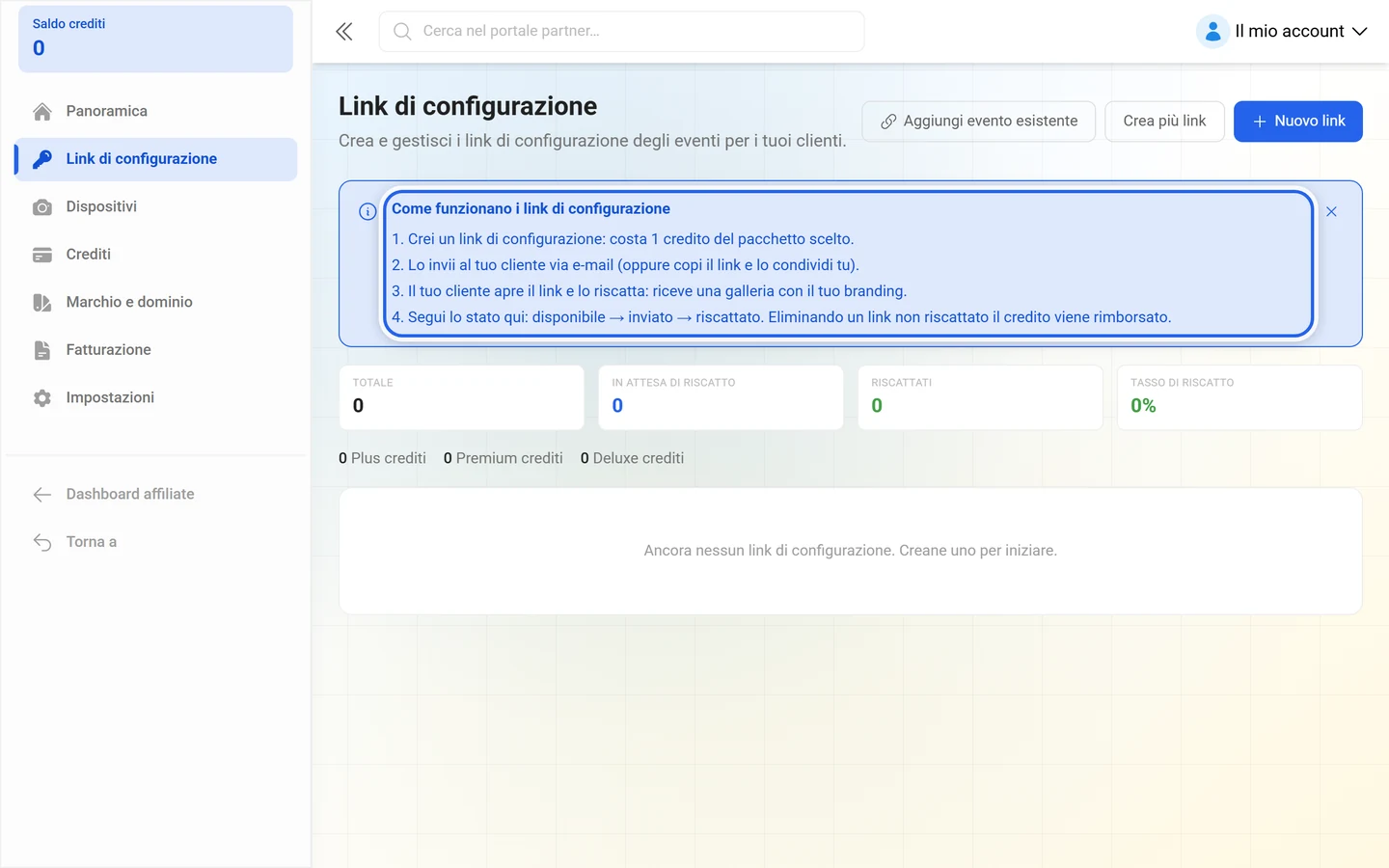 Riquadro Come funzionano i link di configurazione con quattro passaggi