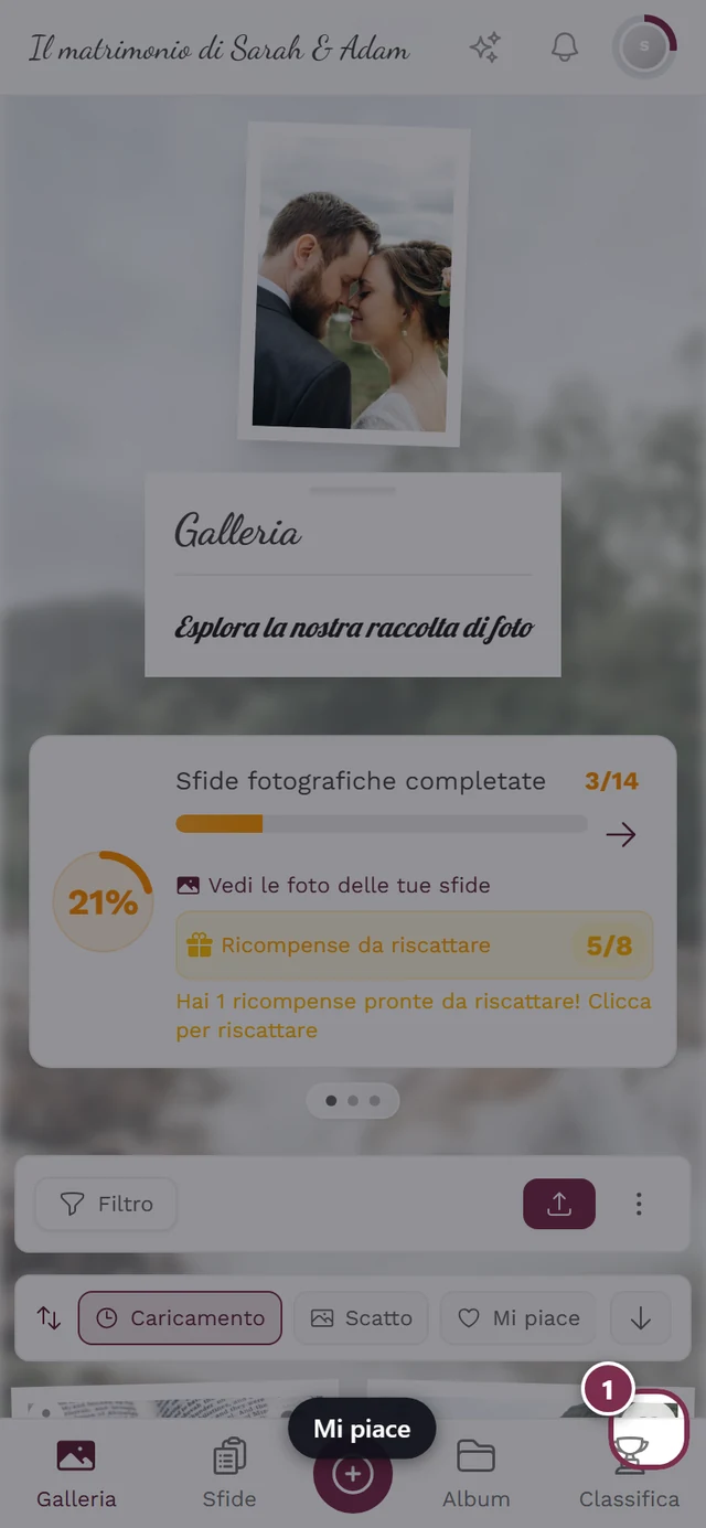 Simbolo del cuore su un riquadro foto evidenziato