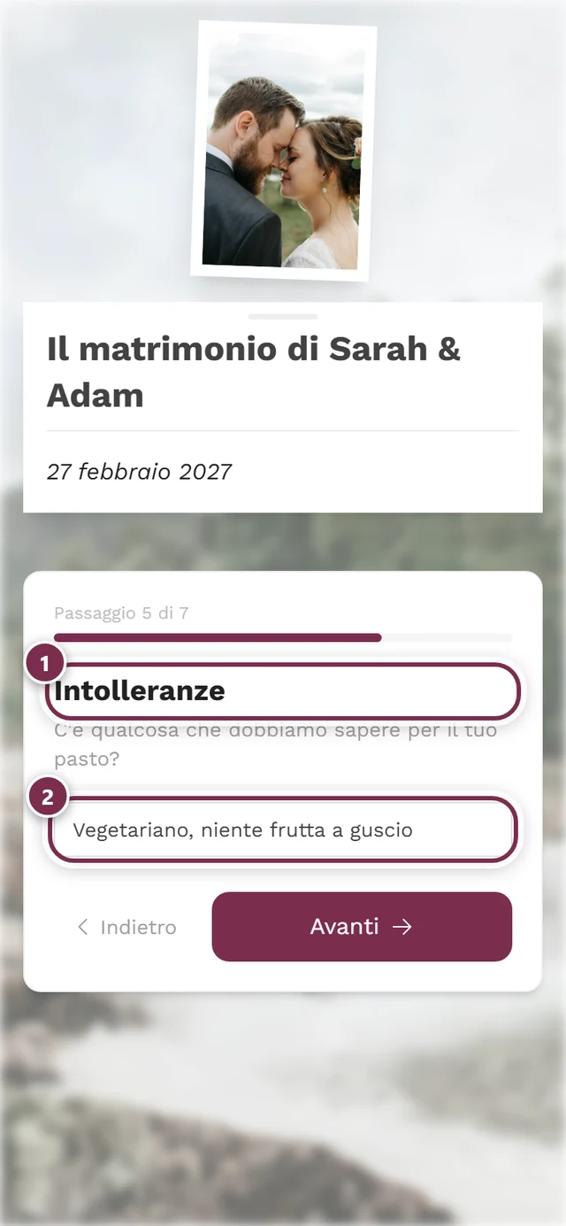 Passaggio Intolleranze con un campo di testo compilato