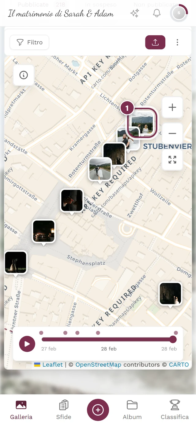 Mappa molto ingrandita in cui il gruppo si divide in singoli segnaposto foto