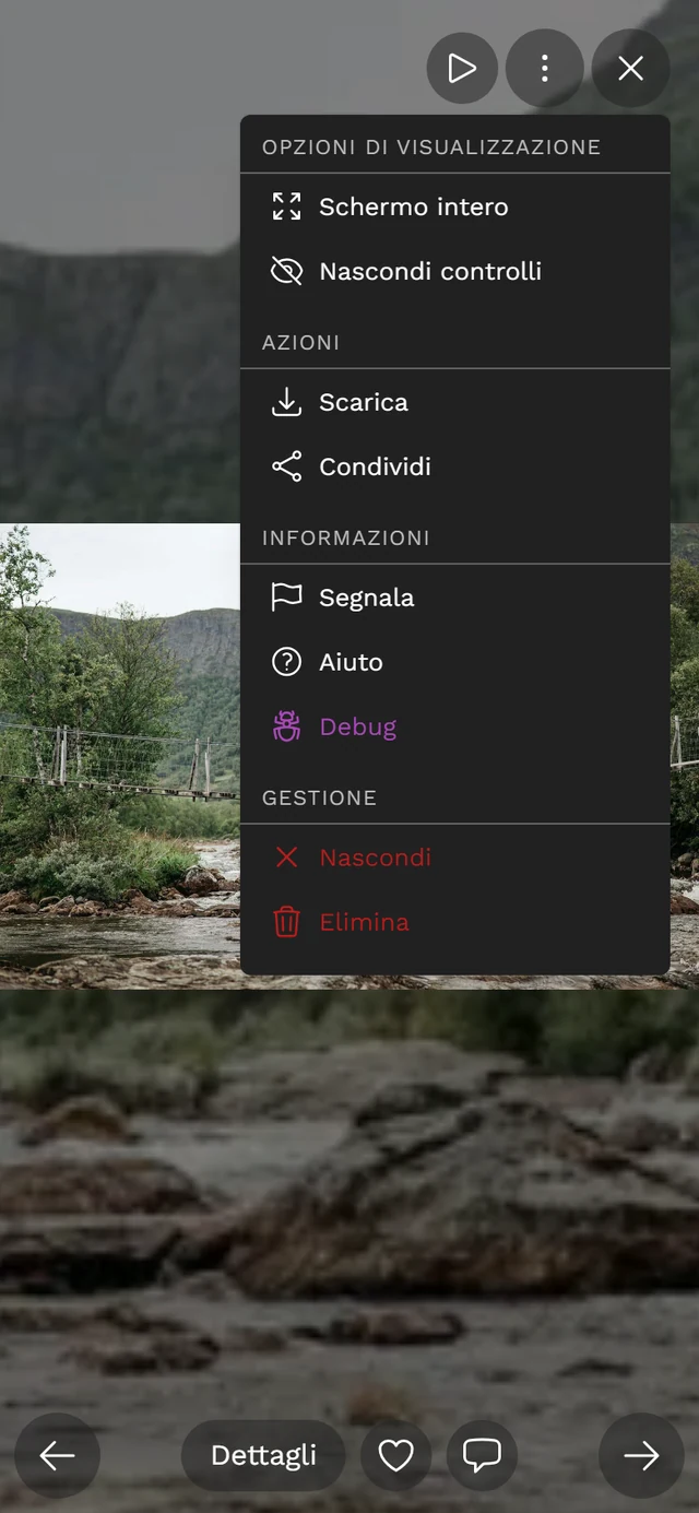 Finestra di segnalazione con la scelta dei motivi
