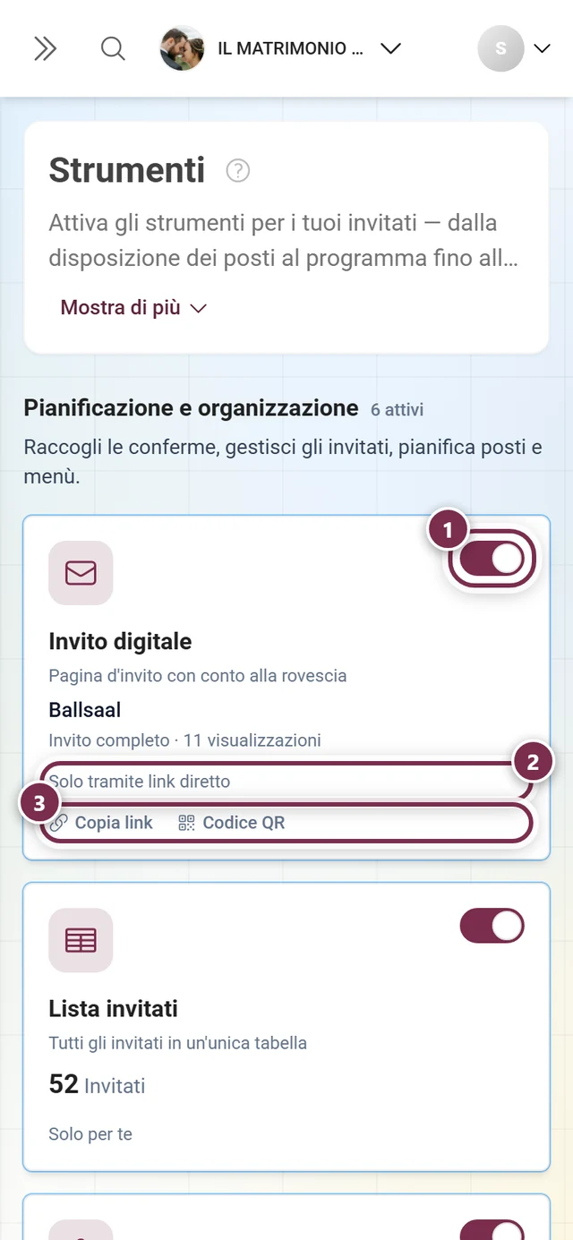 La griglia degli strumenti con i riquadri di tutti gli strumenti, raggruppati in tre categorie