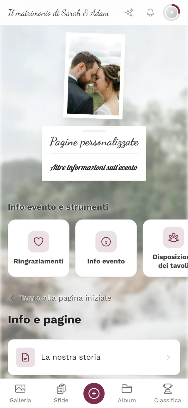 Panoramica delle pagine personalizzate con tre voci una sotto l'altra