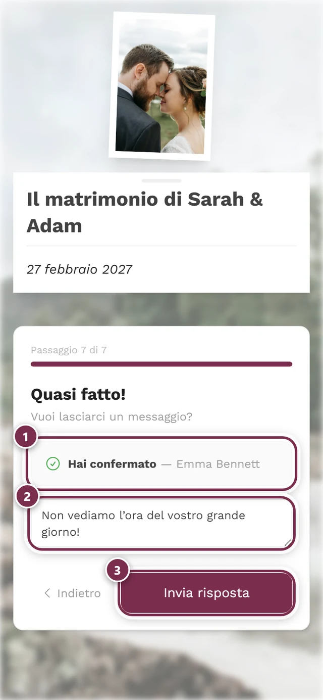 Ultimo passaggio Quasi fatto con la riga Hai confermato e il pulsante Invia risposta