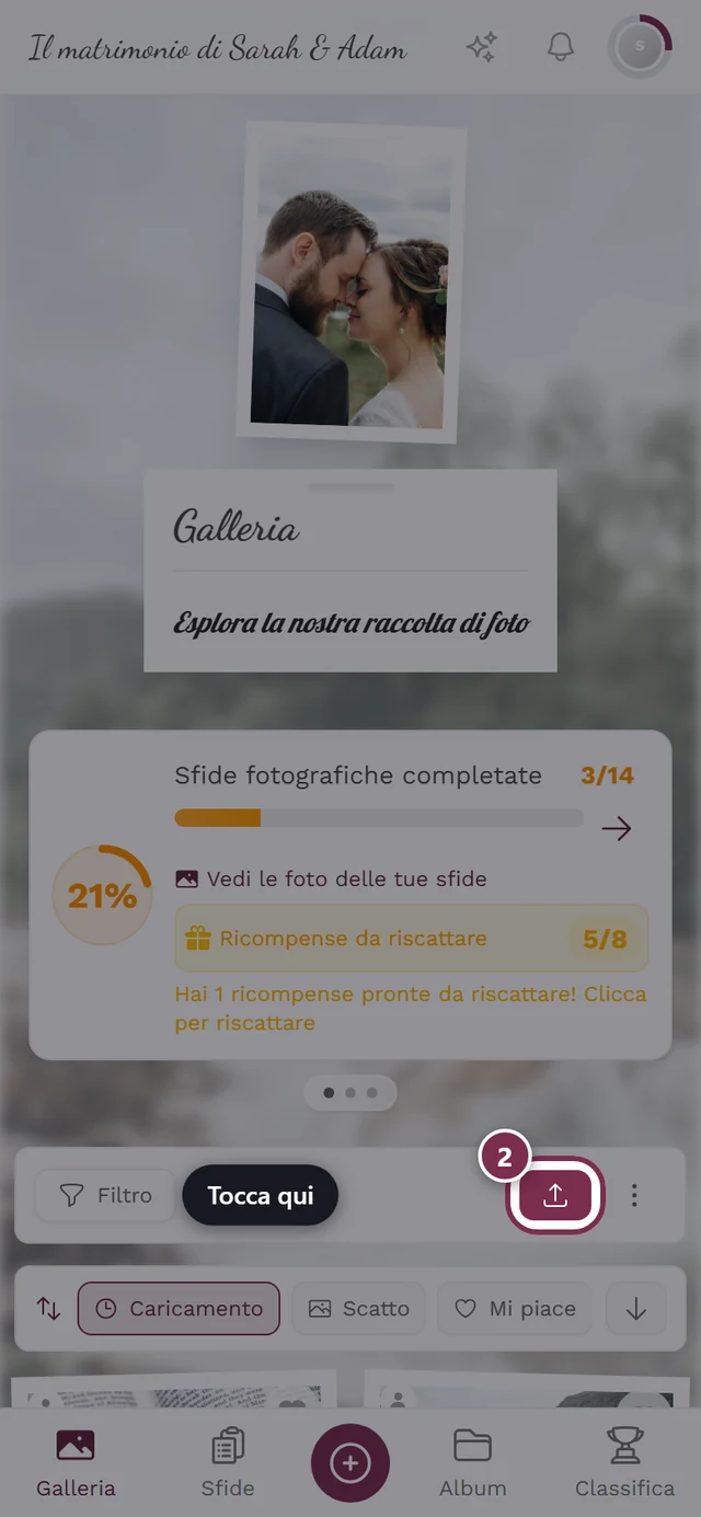 Pulsante Carica evidenziato nella galleria