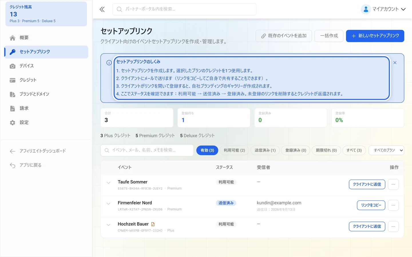 4つのステップが書かれた説明ボックス「セットアップリンクのしくみ」