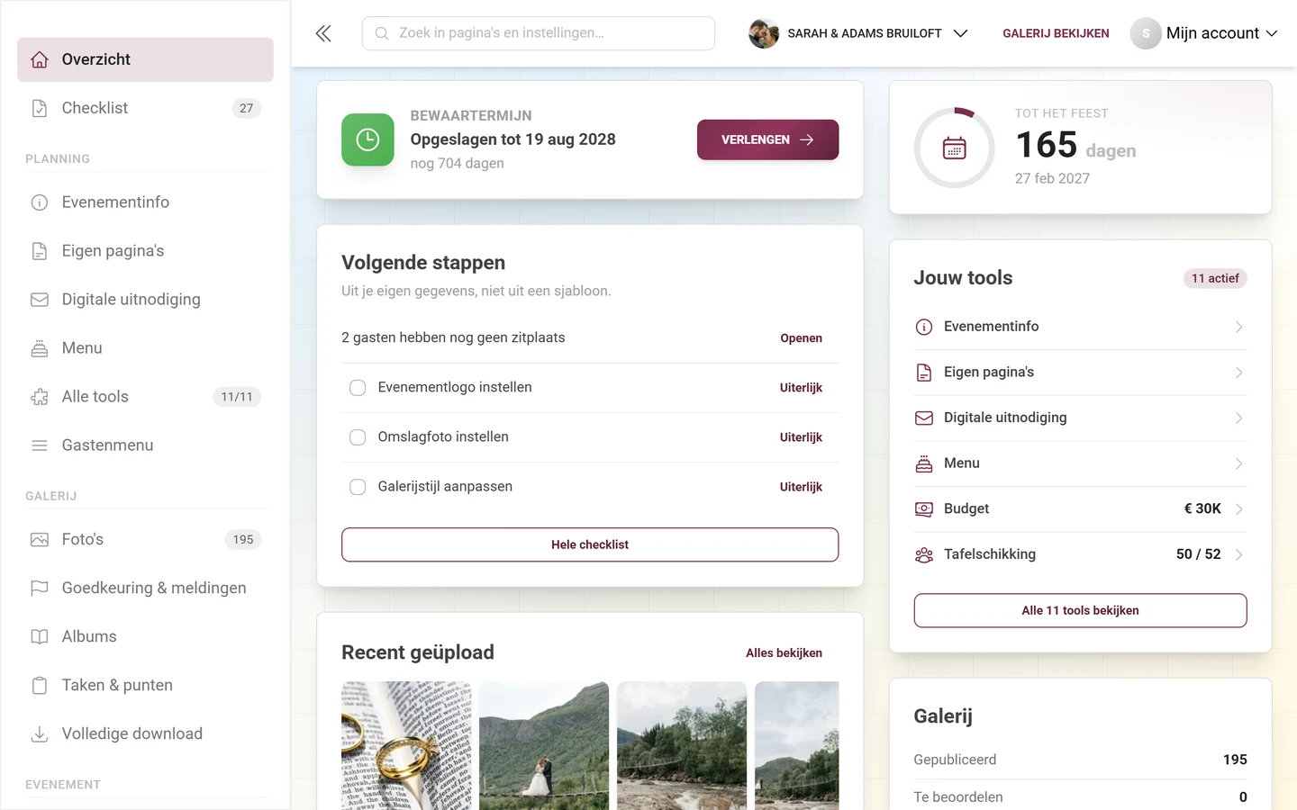 Dashboardkaart Volgende stappen met afgeleide stappen en openstaande taken