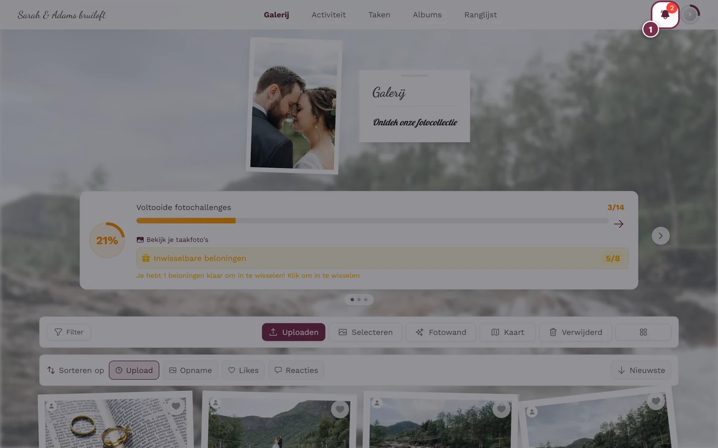 Belicoon voor notificaties gemarkeerd
