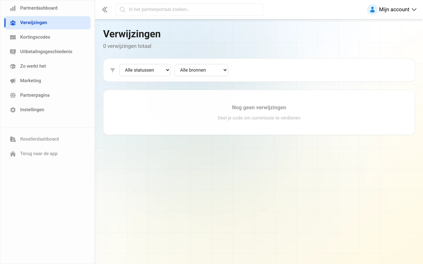Lijst met verwijzingen met status per item