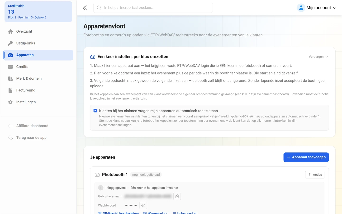 Apparaatbeheer van het reseller-portaal