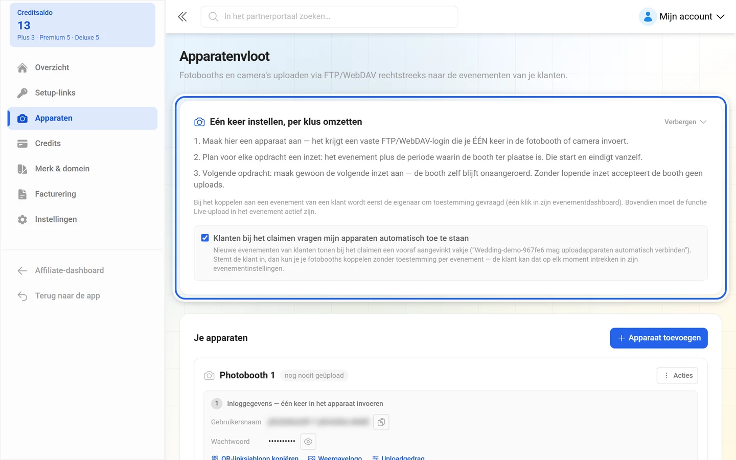Uitlegkaart Eén keer instellen, per klus omzetten met de drie stappen