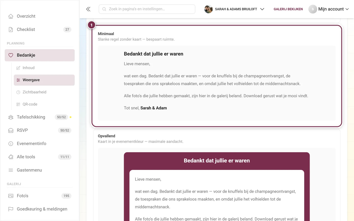 Widgetstijl Minimaal met een slanke regel zonder kaart