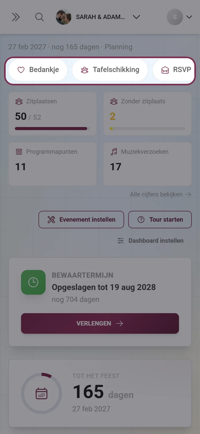 Horizontale pillenbalk van de actieve tools op het dashboard op de telefoon