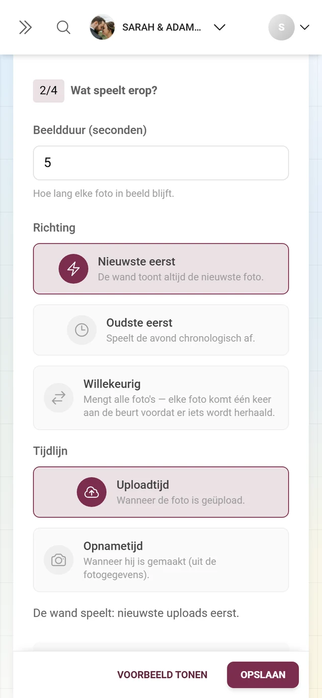 Gedeelte 2/4 Wat speelt erop met beeldduur, richting en tijdlijn