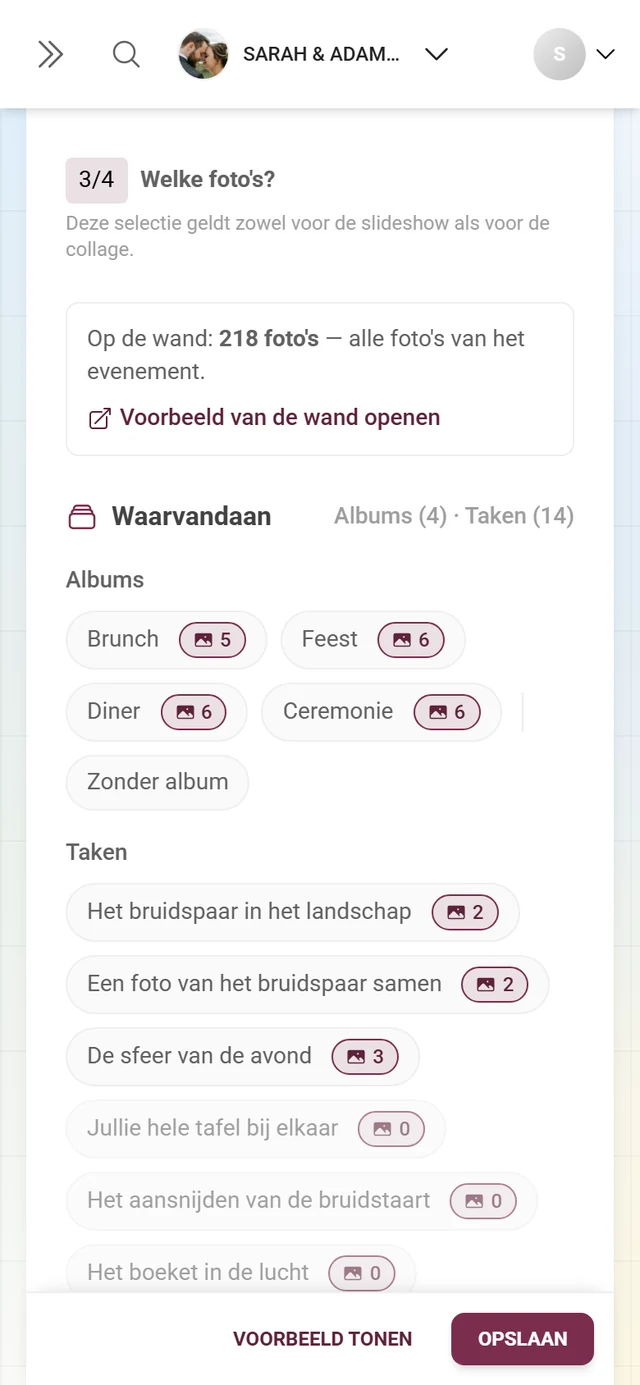 Gedeelte 3/4 Welke foto's met albums, taken en mediatype