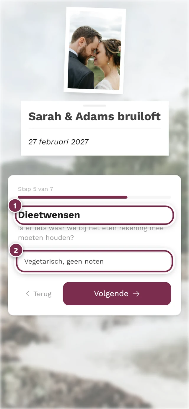 Stap Dieetwensen met een ingevuld tekstveld
