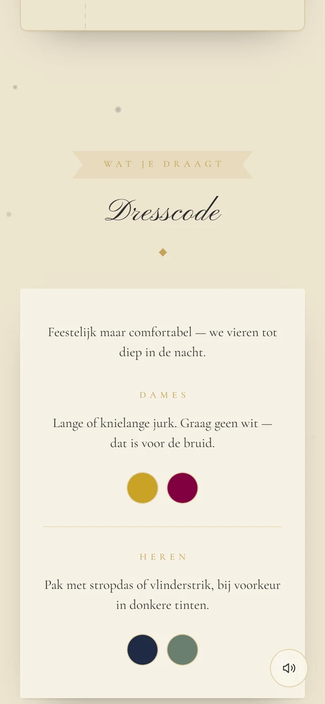 Onderdeel Dresscode met de groepen Dames en Heren en telkens twee kleurcirkels