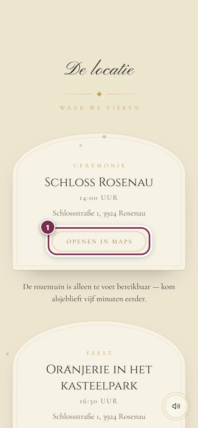 Onderdeel De locatie met twee locaties en de ring om de knop Openen in Maps