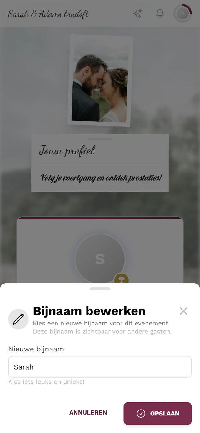 Dialoog om de bijnaam te bewerken