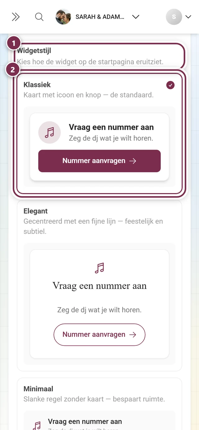 Blok Widgetstijl met gemarkeerde kop en de kaart Klassiek