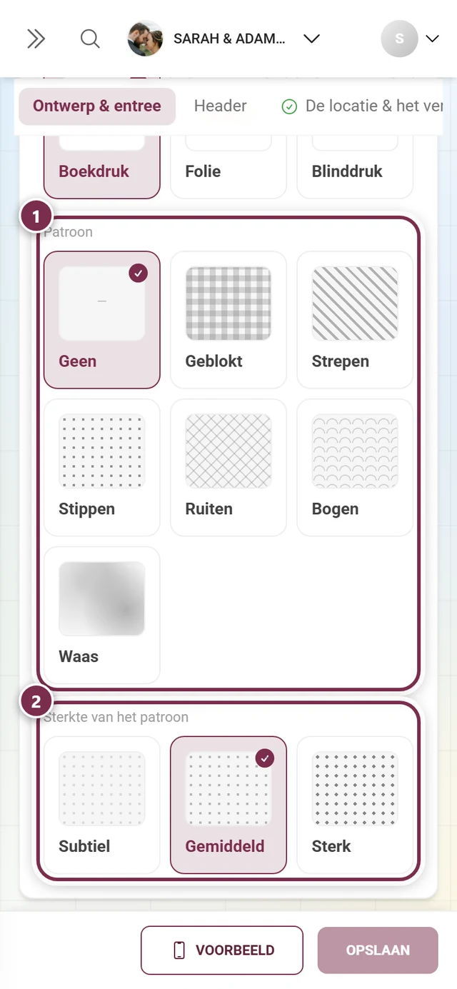 Patroon en sterkte van het patroon met genummerde ringen