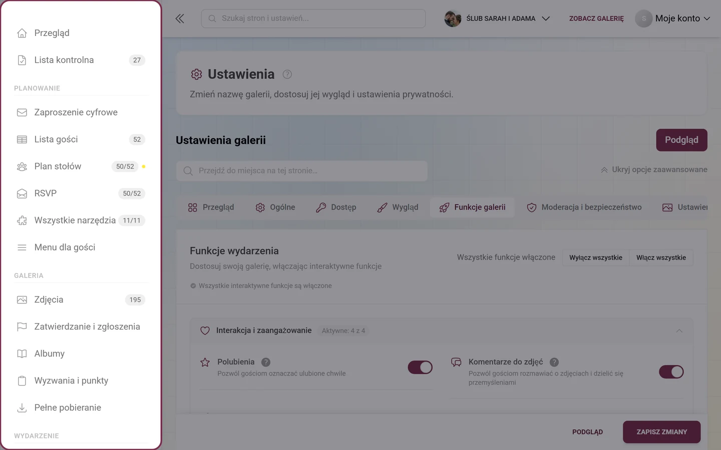 Pasek boczny z rozwiniętą pozycją i jej podpunktami