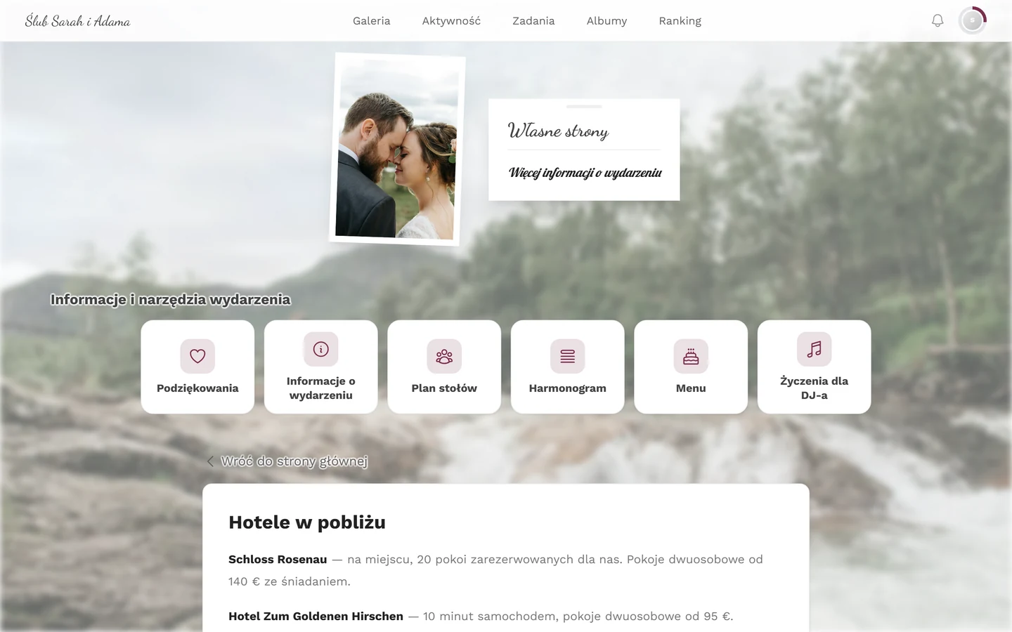 Gotowa własna strona w widoku gościa z nagłówkiem, obrazem i tekstem