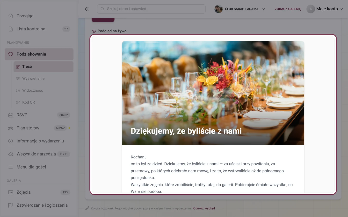Podgląd na żywo w stylu Baner z nagłówkiem nałożonym na zdjęcie