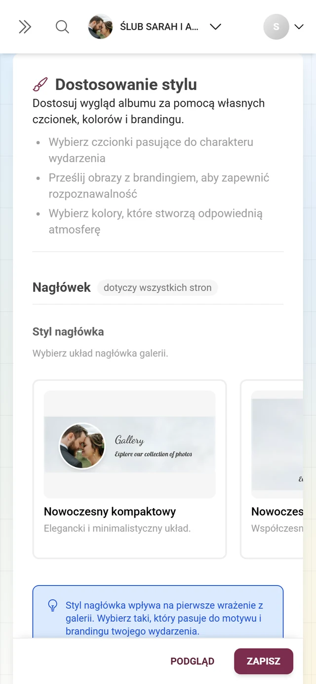 Blok Styl nagłówka z kartami podglądu Nowoczesny kompaktowy, Nowoczesny, Polaroid i Minimalistyczny
