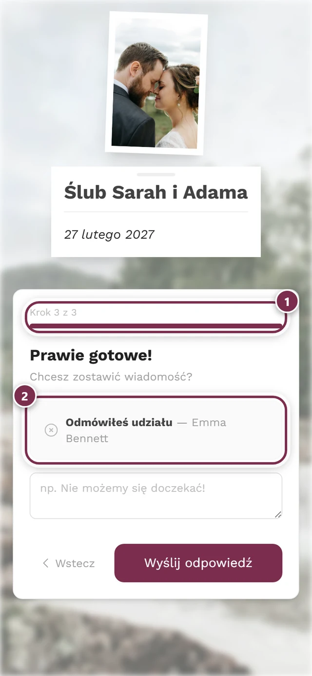 Ostatni krok po odmowie ze wskaźnikiem Krok 3 z 3