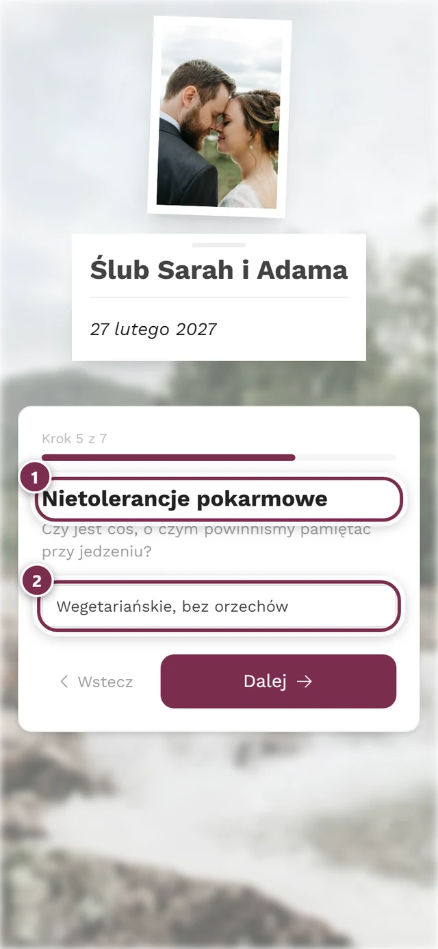 Krok Nietolerancje pokarmowe z wypełnionym polem tekstowym