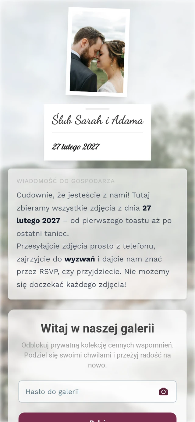 Ekran powitalny wydarzenia przed dołączeniem