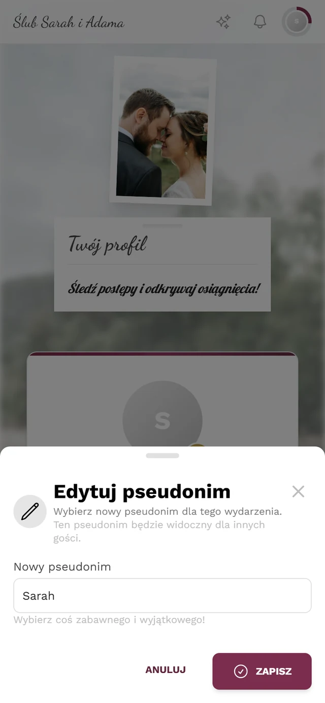 Okno edycji pseudonimu