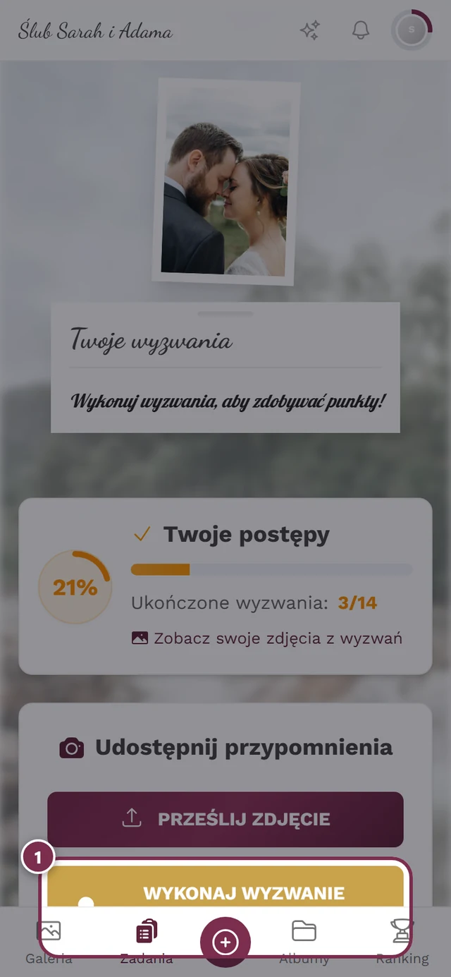 Okno przesyłania z wstępnie wybranym wyzwaniem