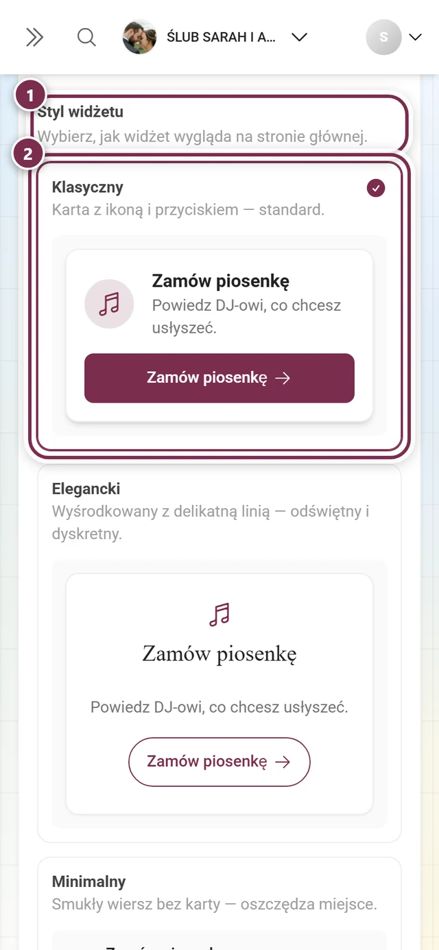 Blok Styl widżetu z wyróżnionym nagłówkiem i kartą Klasyczny