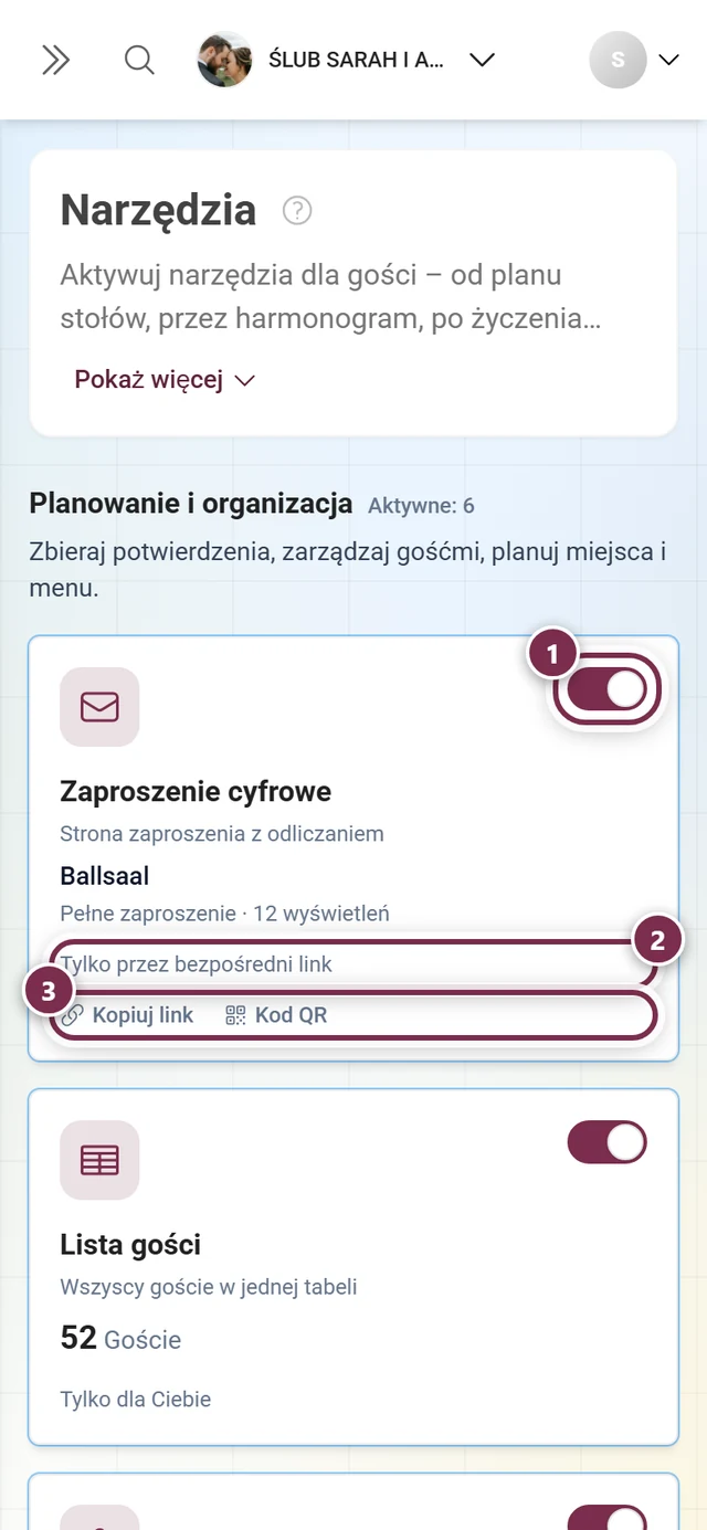 Siatka narzędzi z kafelkami wszystkich narzędzi pogrupowanymi w trzy kategorie
