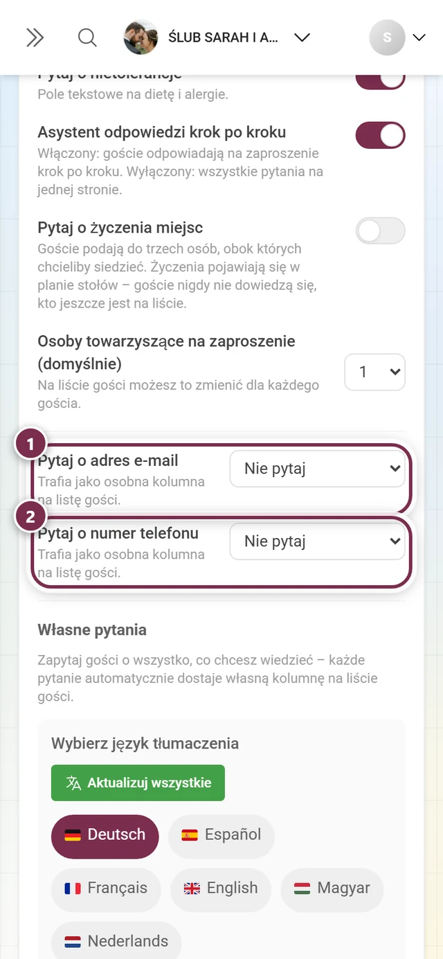 Dwa pytania kontaktowe o adres e-mail i numer telefonu