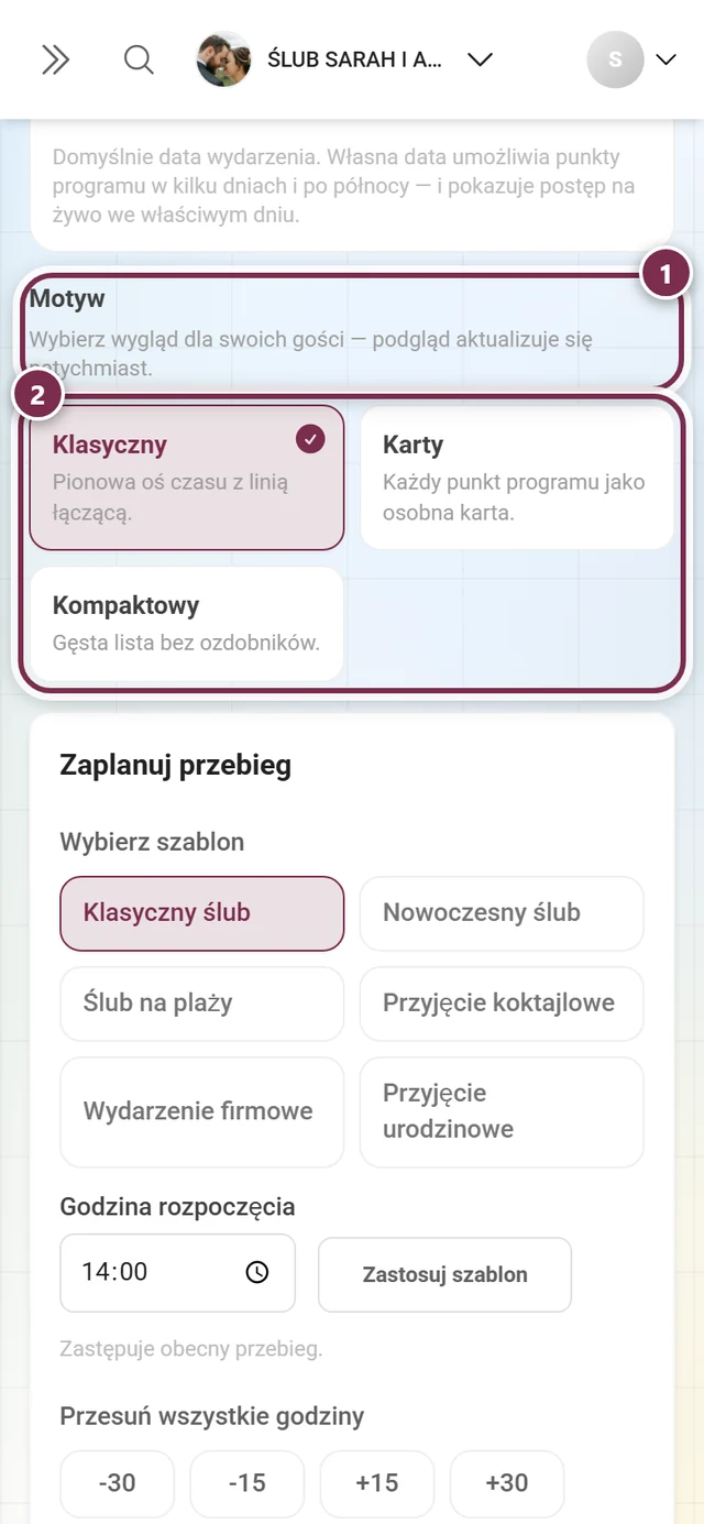 Sekcja Wygląd z zaznaczonym nagłówkiem wraz z objaśnieniem i trzema kartami wyglądu
